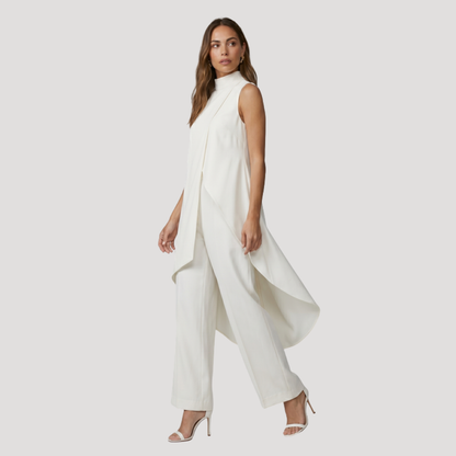 Caterina | Completo Donna Elegante Top Lungo Asimmetrico e Pantaloni Larghi