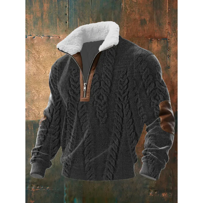 Paride | Maglione con collo alto, zip e collo in pile da uomo