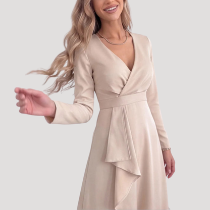 Irene | Robe Midi Cache-Cœur Femme Col V