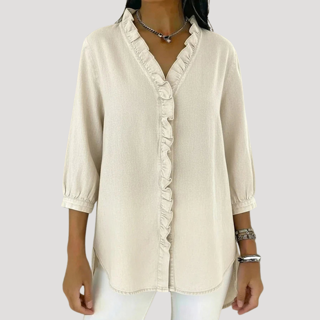Rosalie | Blusa Donna in Jeans con Volant