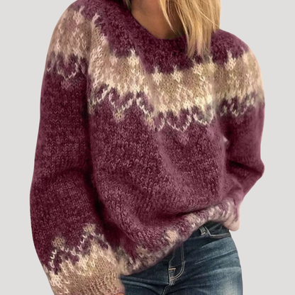 Dora | Pull Donna a Motivi Collo Rotondo