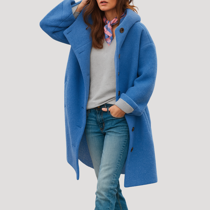 Francoise | Cappotto con Cappuccio Donna Bottonato Confortevole