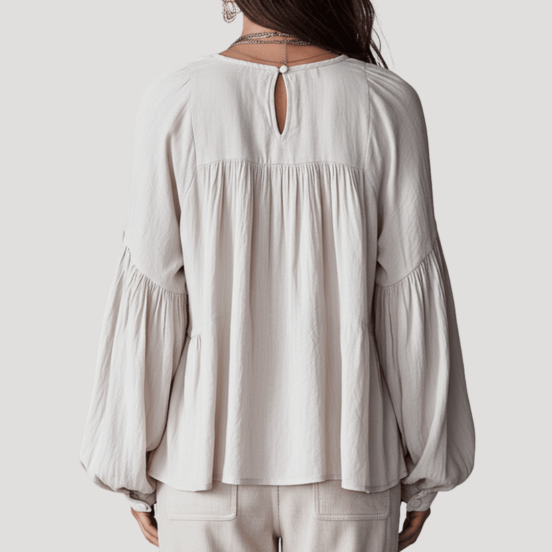 Penelope | Blusa Donna Col V a Volant Maniche Lunghe