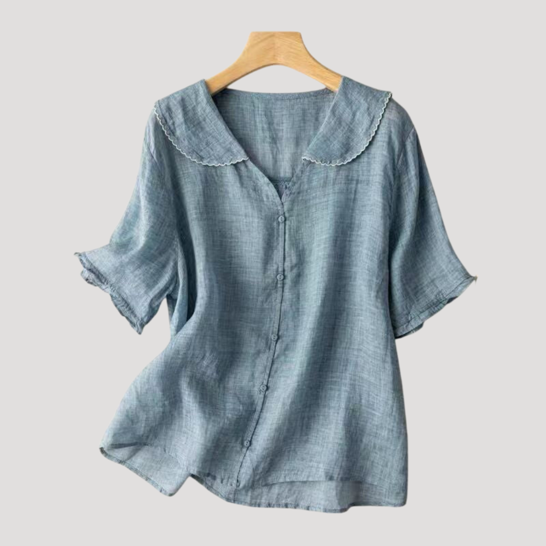 Maria Pia | Blusa Donna in Lino Maniche Puffate Casual
