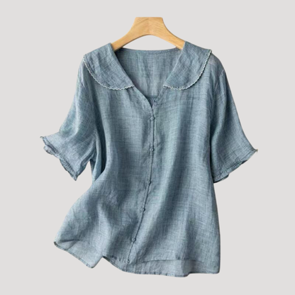 Maria Pia | Blusa Donna in Lino Maniche Puffate Casual