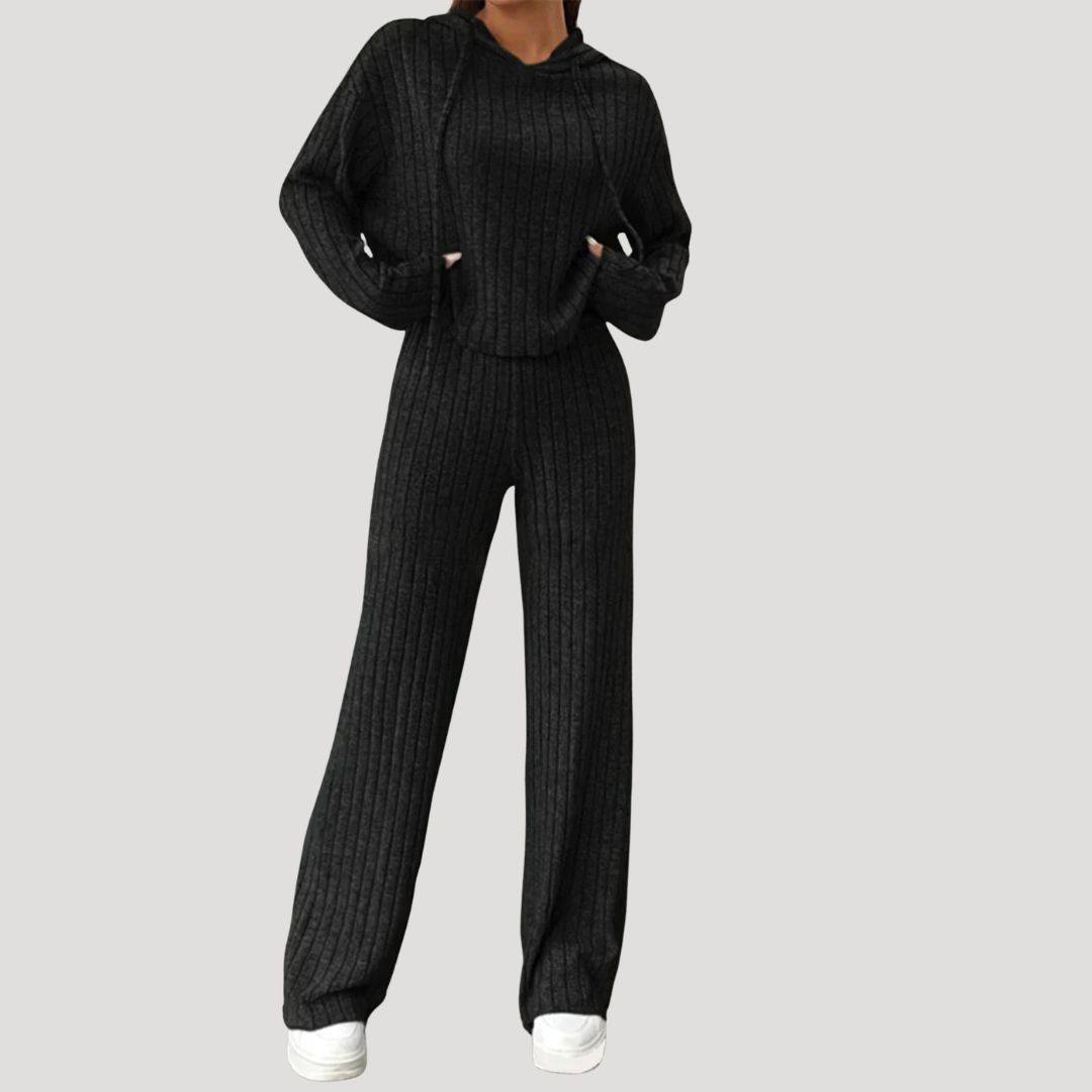 Carmela | Completo Donna in Maglia a Coste Top e Pantaloni Larghi