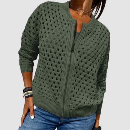 Desiree | Cardigan in Maglia Traforata con Zip per Donna