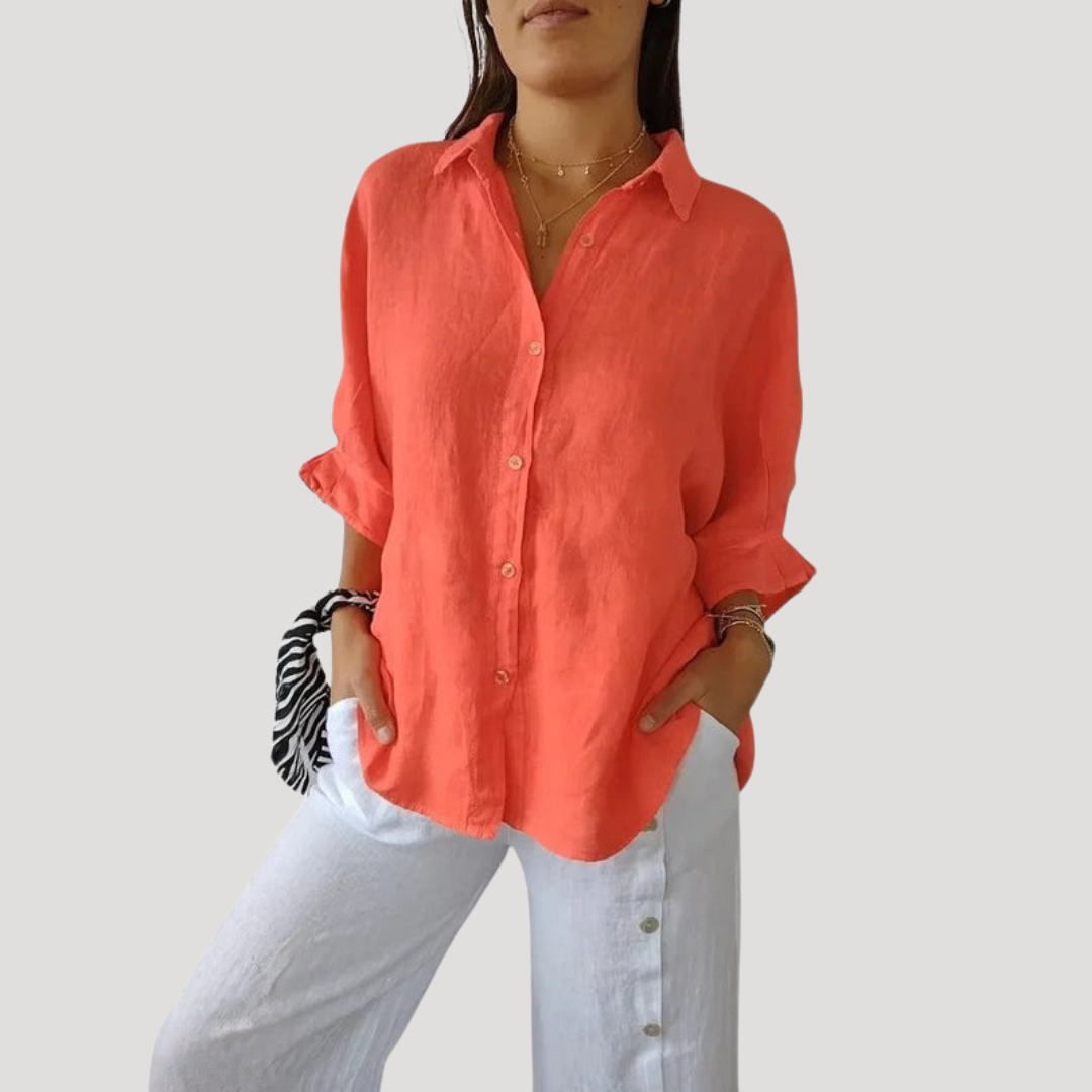 Benedetta | Camicia in lino fluido e ampio con maniche lunghe