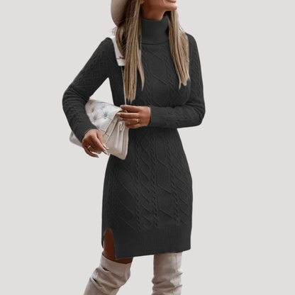 Aurelia | Abito Midi Donna in Maglia Torcigliata con Collo Alto