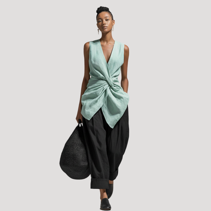Amanda | Blusa Donna Col V Senza Maniche Elegante