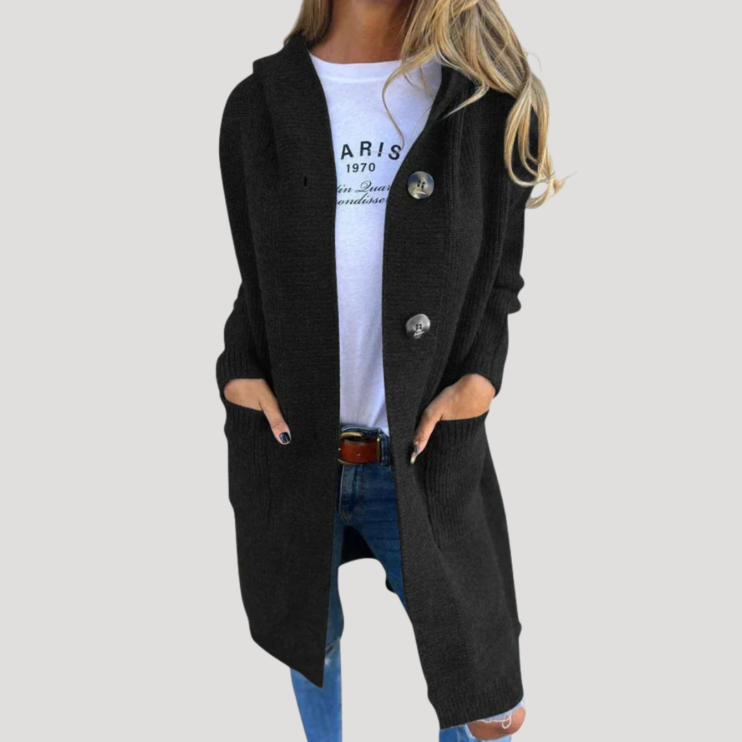 Monica | Gilet Donna con Cappuccio e Bottoni Casual