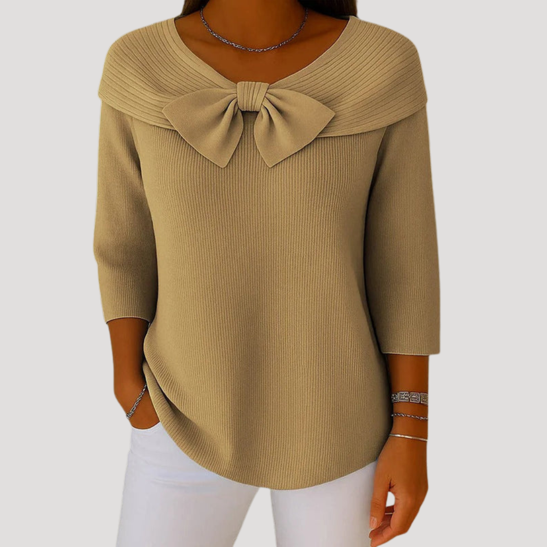 Elaine | Pullover Donna Elegante Maglia Fine con Fiocco