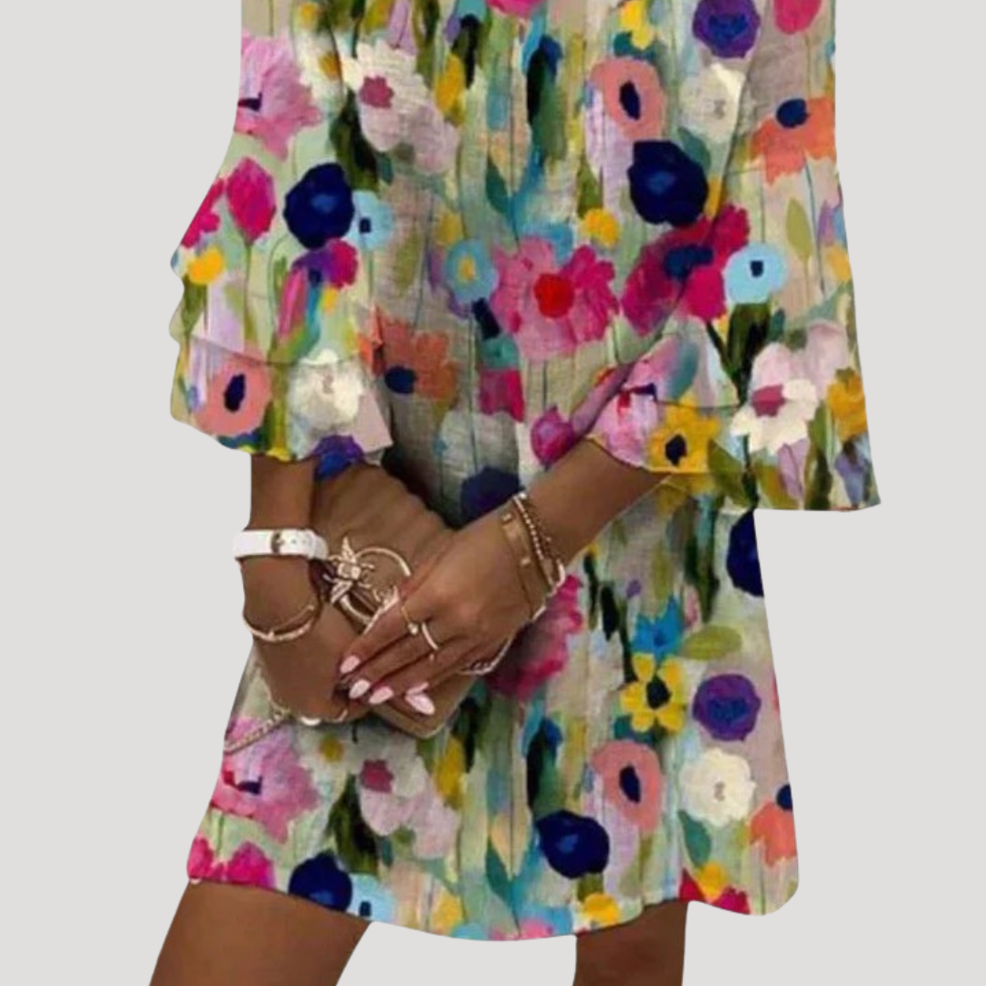 Nicoletta | Abito Corto Donna Bohemien Chic Stampato Floreale