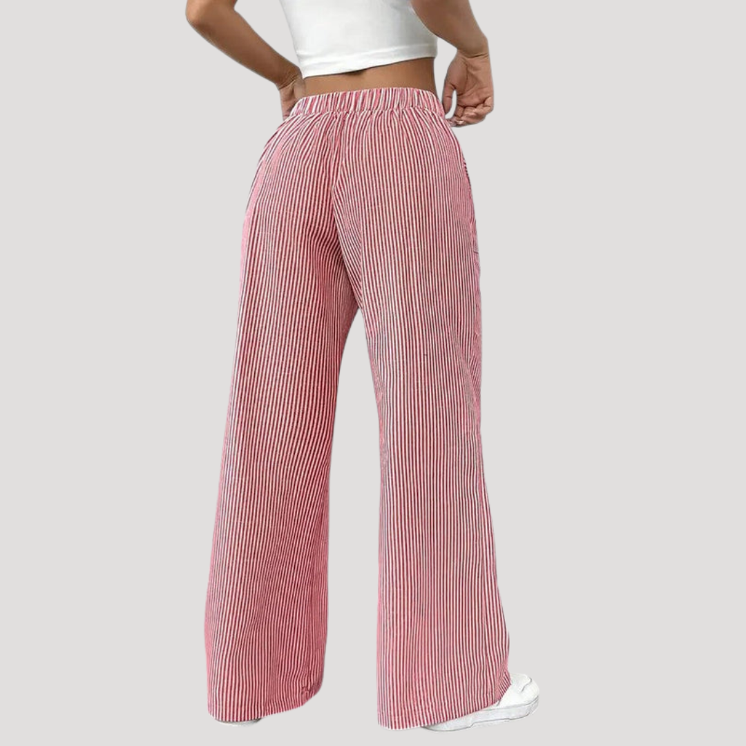 Ginevra | Pantaloni Donna Casual a Gamba Larga a Righe