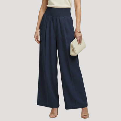 Capucine | Pantaloni Donna Vita Arricciata Gamba Larga