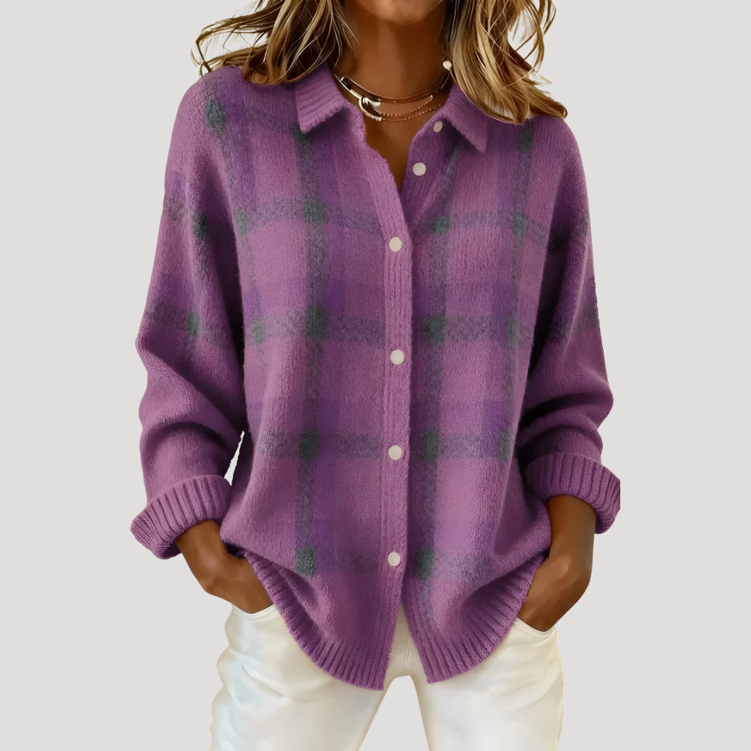 Daniela | Cardigan Donna in Maglia a Quadri Taglio Ampio