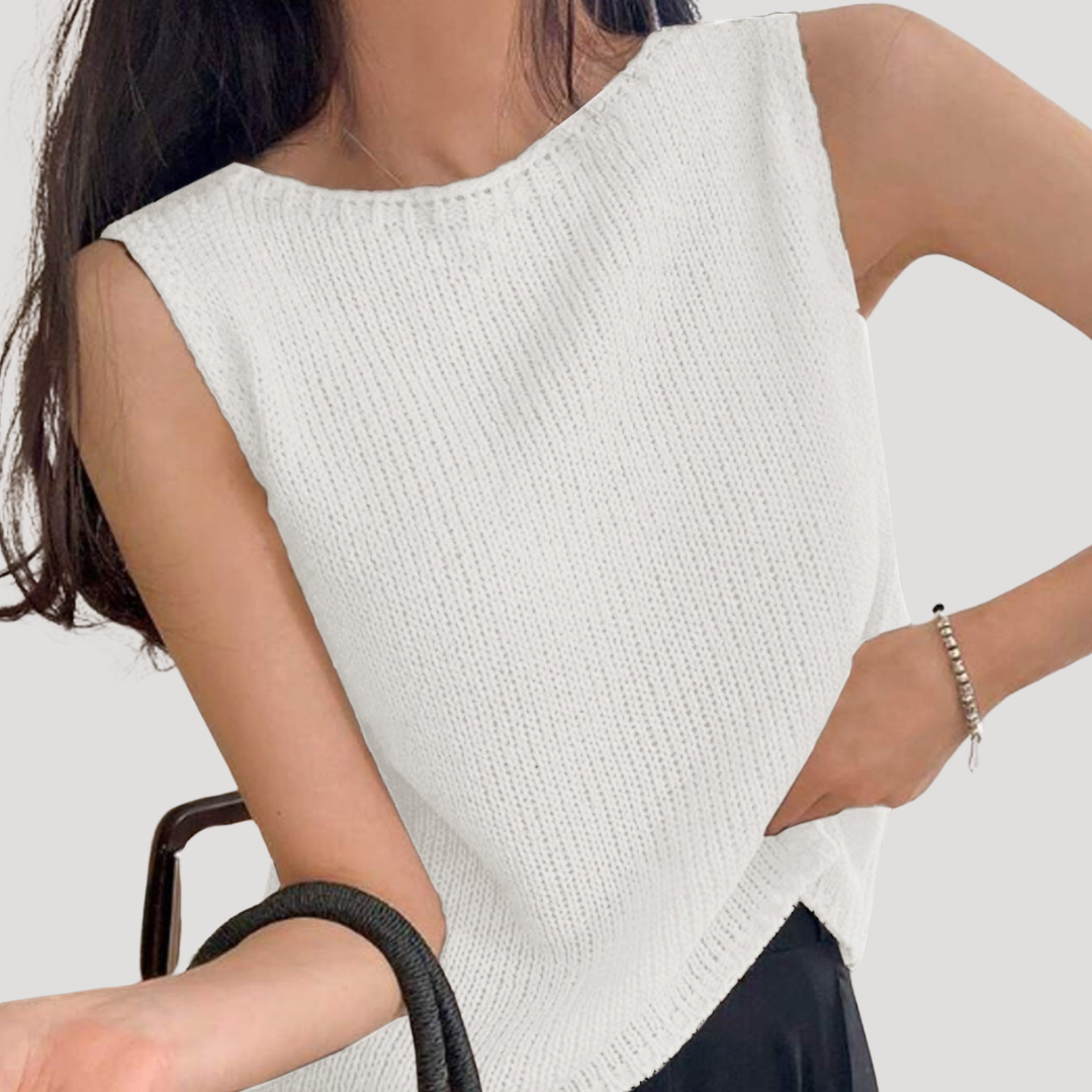 Eva | Top Donna Senza Maniche in Maglia Collo Rotondo