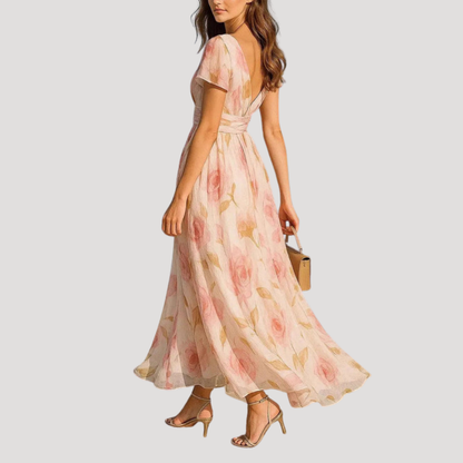 Katherine | Abito Lungo Floreale Elegante Donna Invitata al Matrimonio