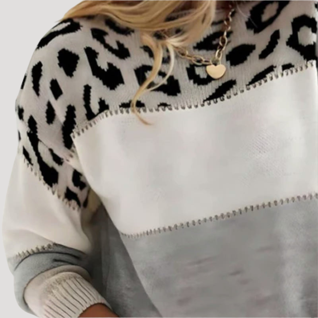 Rosa | Pull Donna Casual Motivo Leopardo Tricolore
