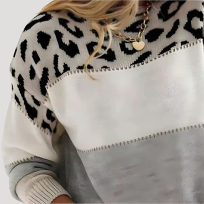 Rosa | Pull Donna Casual Motivo Leopardo Tricolore