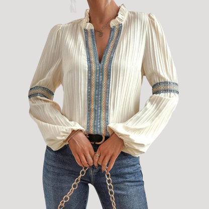 Justine | Blusa Donna Bohemien Ricamata Maniche Svasate