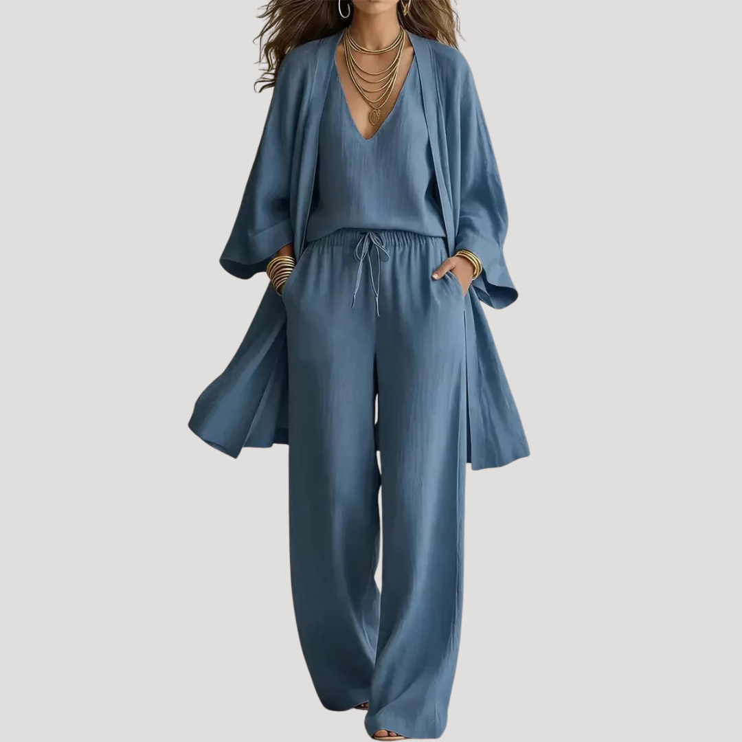 Camilla | Completo Bohémien Donna Blusa Fluida e Pantaloni Larghi