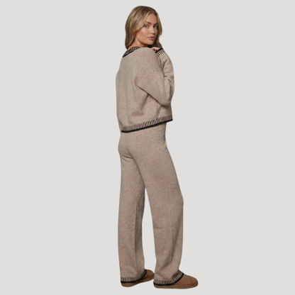 Angeline | Completo Donna in Maglia Cardigan e Pantaloni Larghi