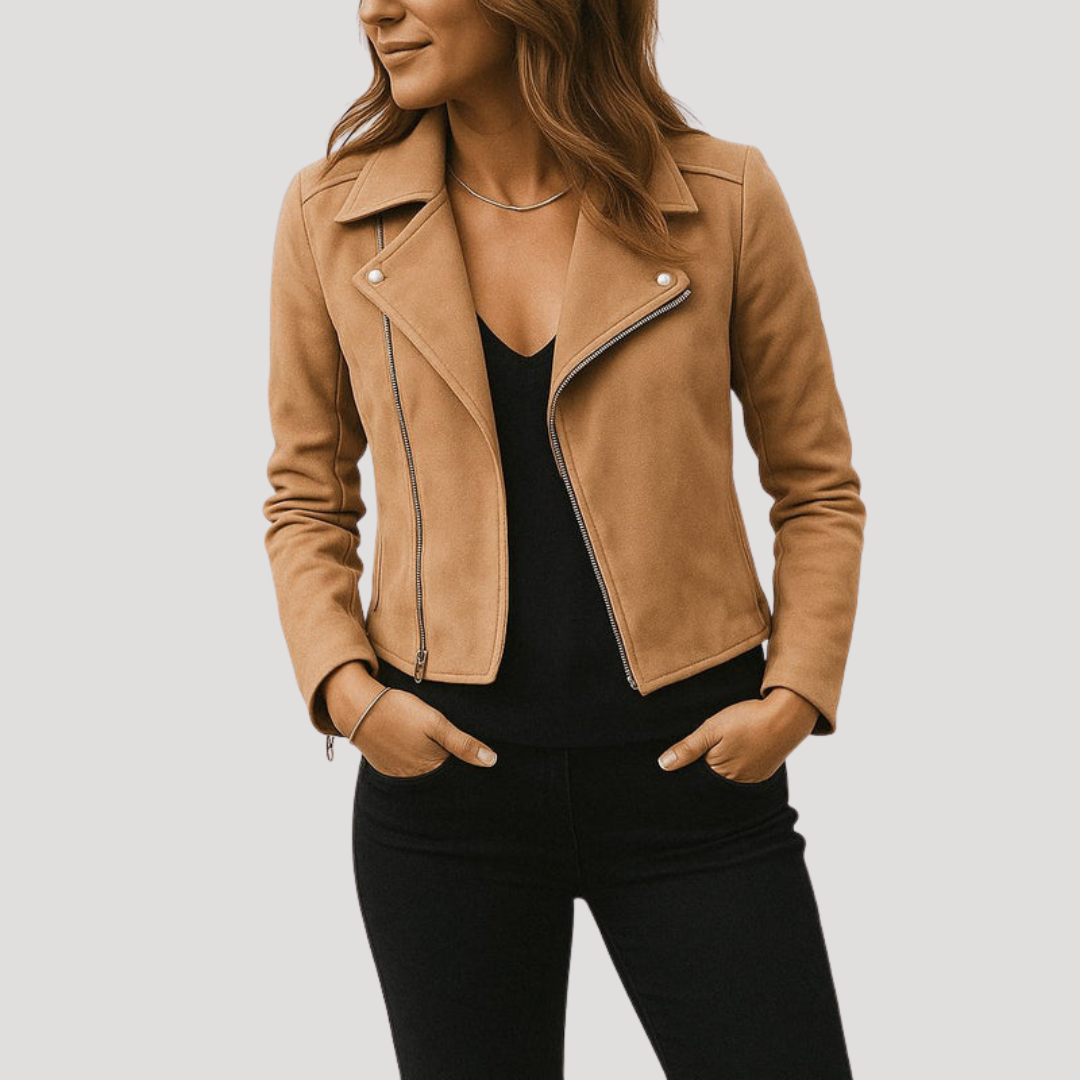 Anne Sophie | Giacca Biker Corto Donna con Zip Asimmetrica