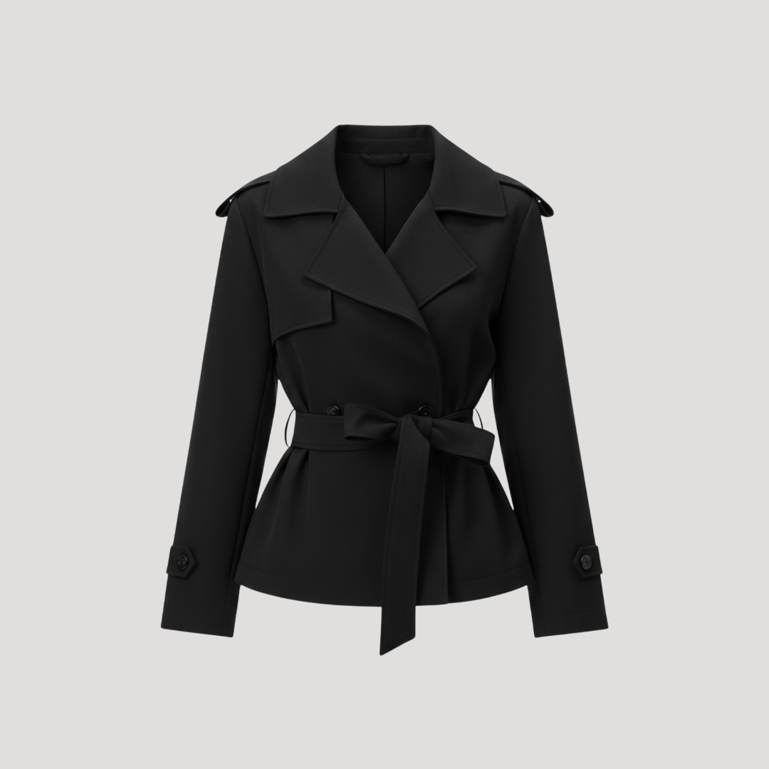 Lourdes | Trench Corto Femminile Scolpito con Cintura da Annodare