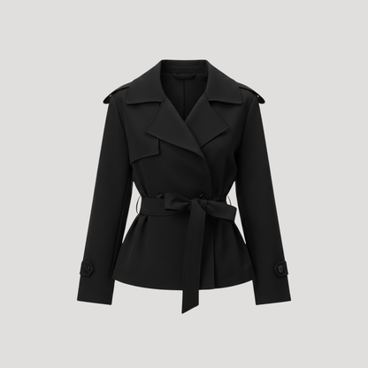 Lourdes | Trench Corto Femminile Scolpito con Cintura da Annodare