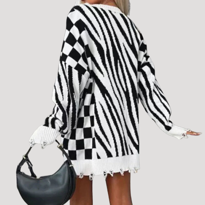 Gioia | Pull Long Femme à Motifs Décontracté