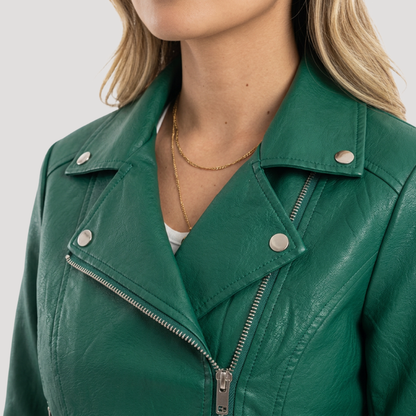 Marta | Giacca Biker Donna con Chiusura Zippata Asimmetrica
