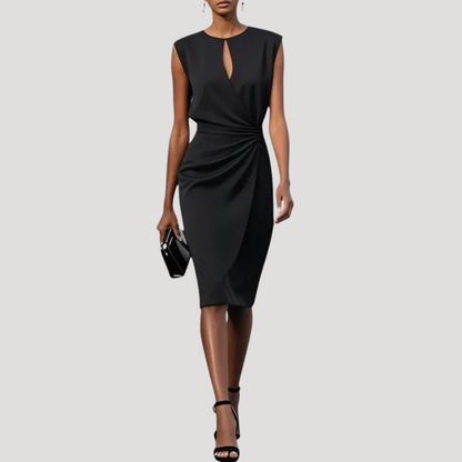 Corinne | Robe midi elegante senza maniche drappeggiata