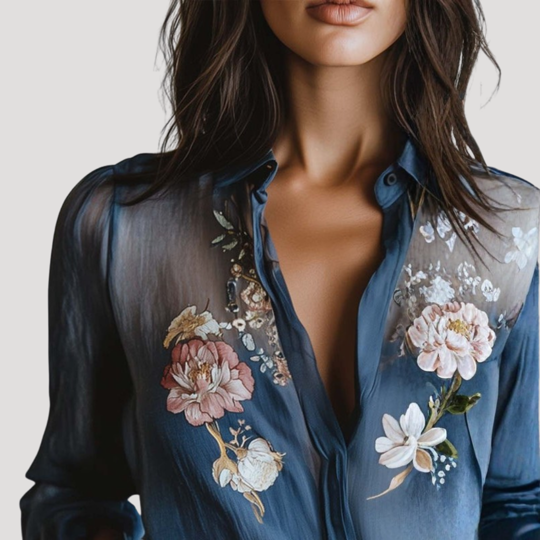 Emily | Blusa Donna Chic Stampa Floreale Maniche Lunghe