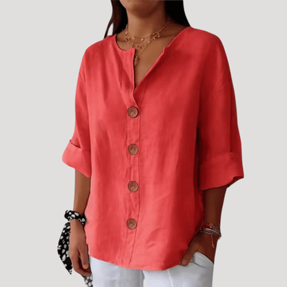Selena | Blusa Donna Buttonata in Lino Casual