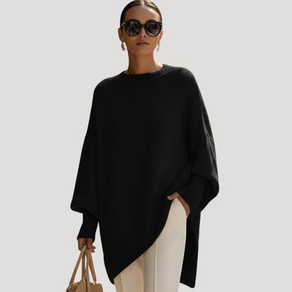 Genevieve | Poncho Donna Asimmetrico Collo Rotondo Elegante