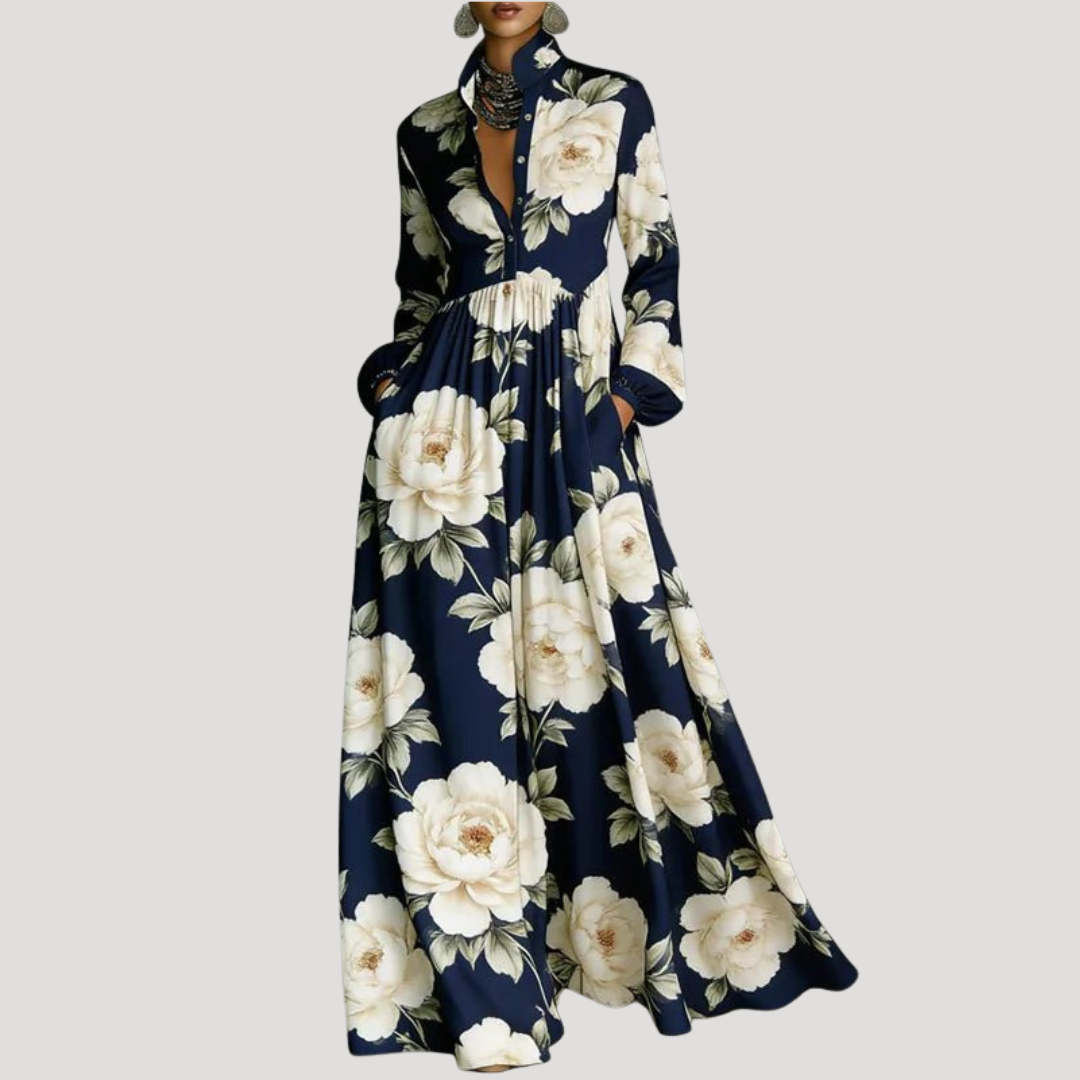Jeanne | Robe Lunga Elegante Donna Con Bottoni