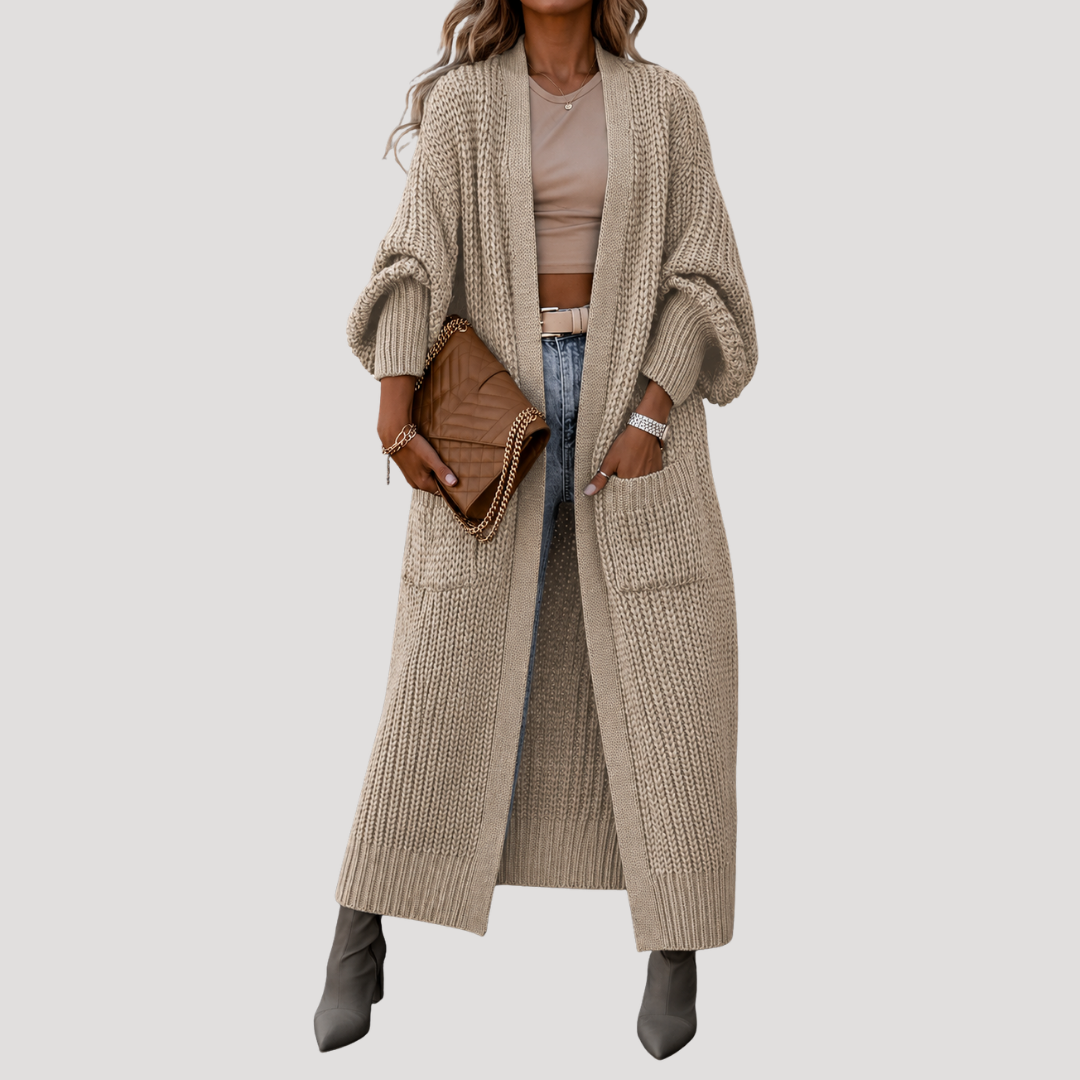 Ophelia | Cardigan Lungo Oversize Donna con Tasche Frontali