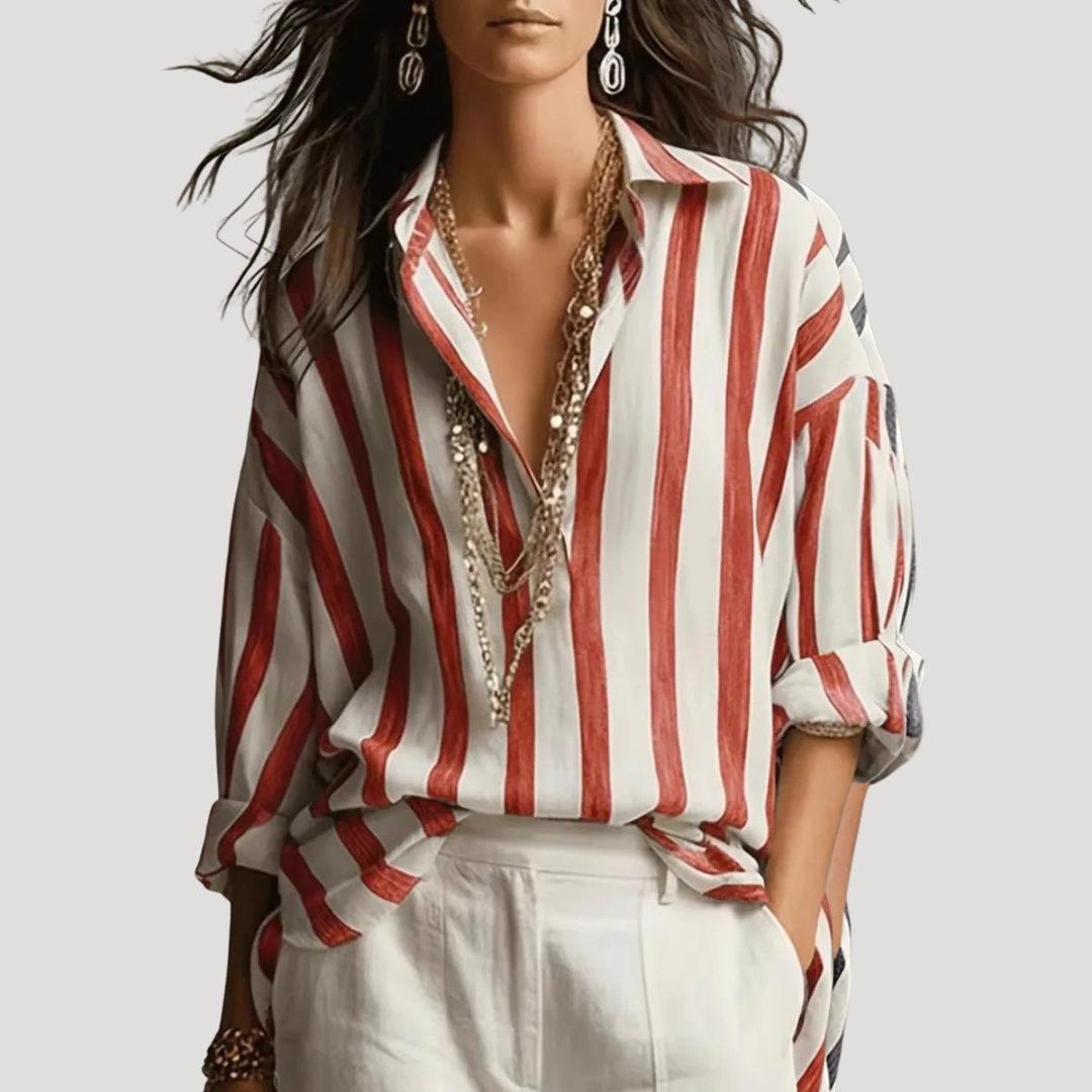 Eleanor | Blusa Donna Bohémien Striata Maniche Rimboccabili