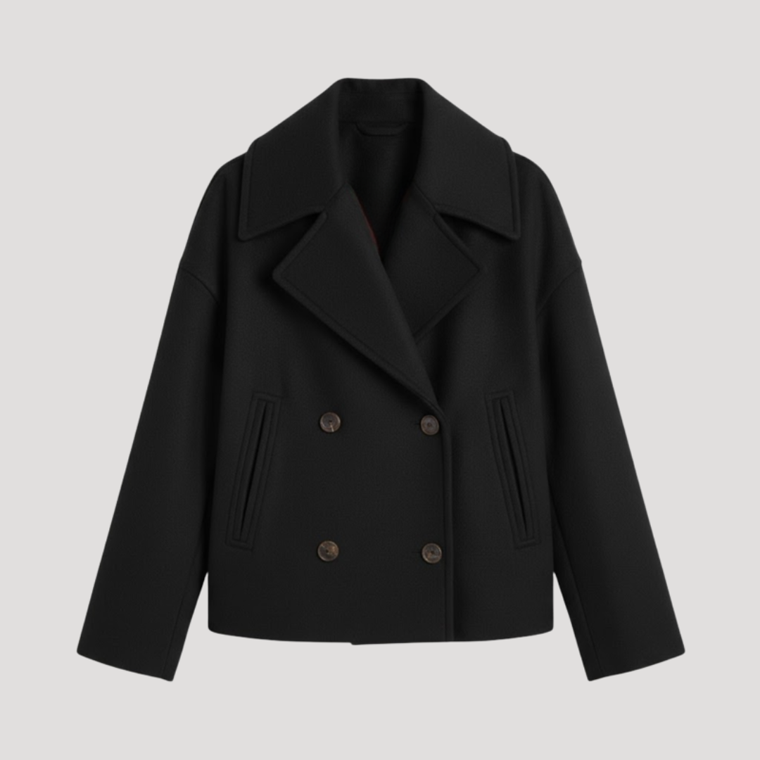Lauren | Cappotto Donna in Lana Incrociato con Doppio Petto e Collo Scollo