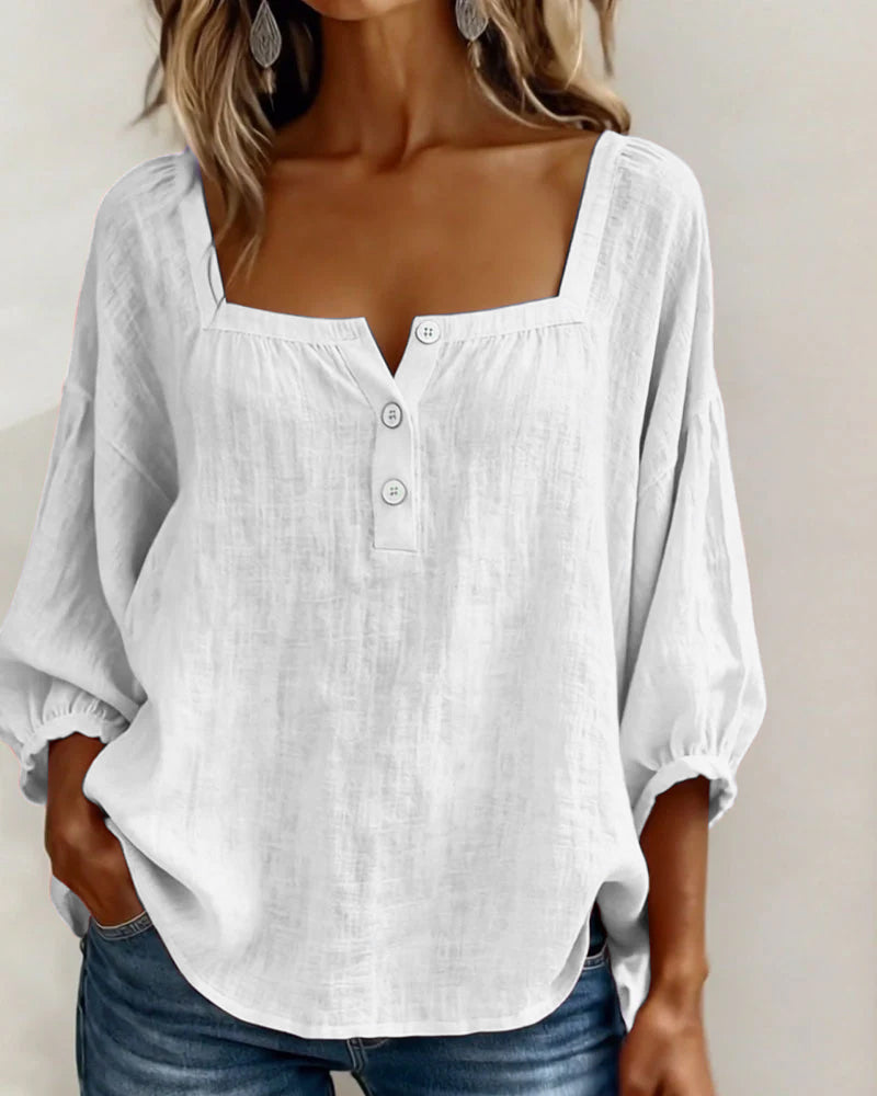 Isotta | Blusa scollo quadrato maniche a lanterna per donna