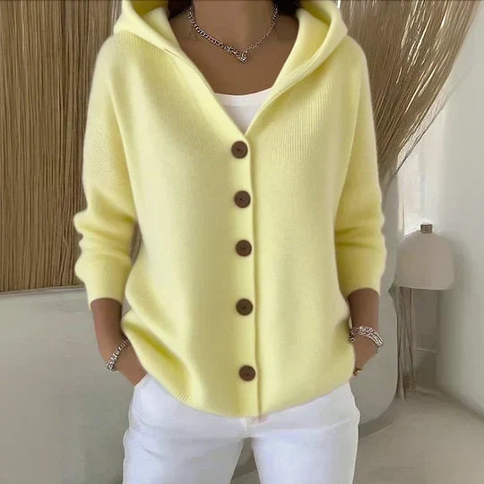 Rosalia | Cardigan con cappuccio e bottoni a vista per donna