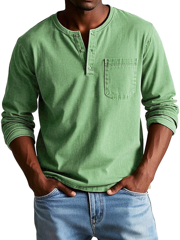 Gabriele | Maglia Henley a maniche lunghe con taschino da uomo
