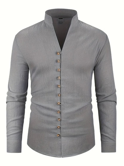 Filippo | Camicia con colletto alla coreana e bottoni da uomo