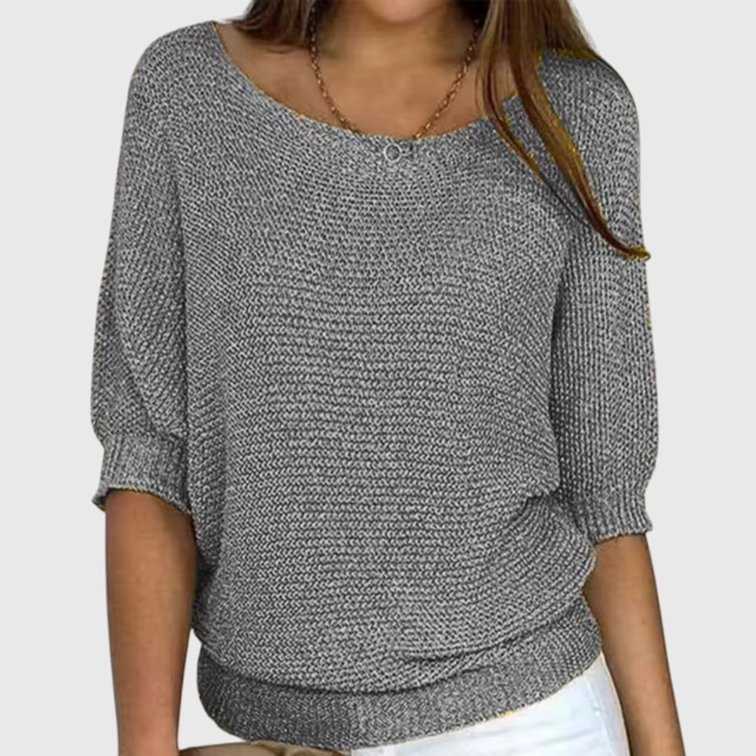 Leticia | Pull Donna Collo Barchetta Maglia Fine Casual