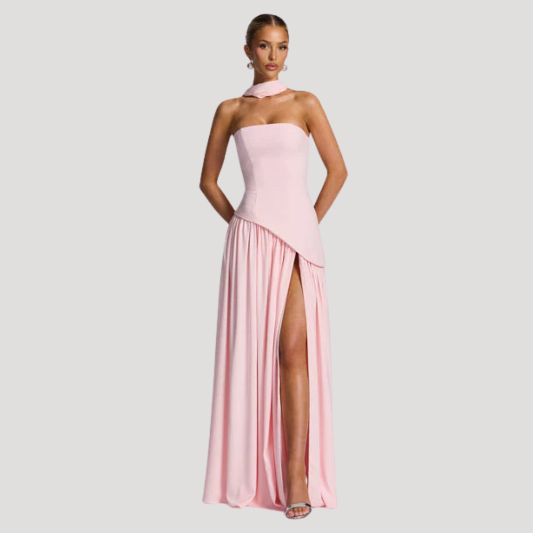 Renata | Abito lungo a bustier plissettato elegante da cerimonia