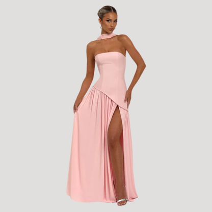 Renata | Abito lungo a bustier plissettato elegante da cerimonia