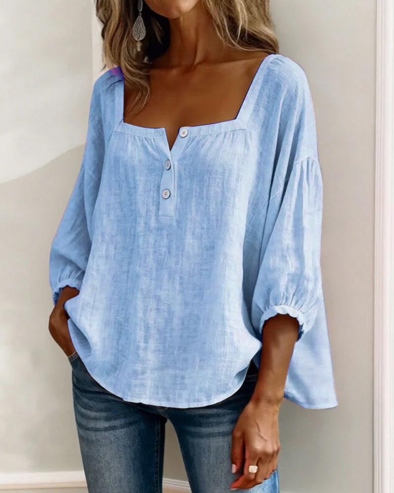 Isotta | Blusa scollo quadrato maniche a lanterna per donna