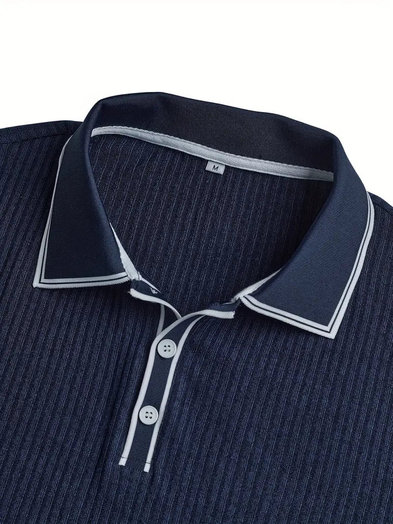 Elio | Polo a maniche corte a coste con bordino bianco da uomo