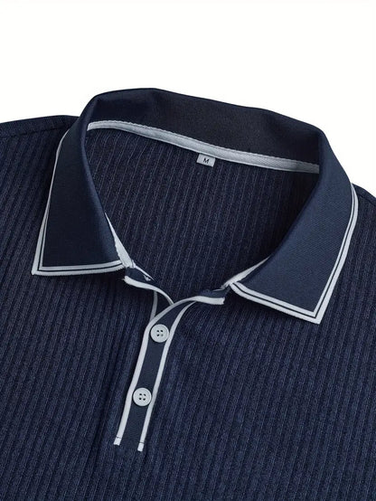 Elio | Polo a maniche corte a coste con bordino bianco da uomo